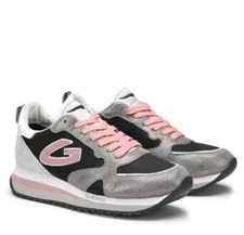 GUARDIANI scarpe sportive rialzo tacco sneakers nero rosa laminato DONNA n° 36