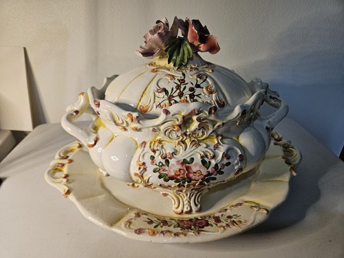 Set zuppiera maiolica - , italiana