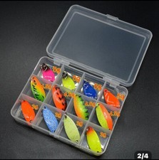 KIT 12pz SPOON  ONDULANTI TROUT AREA SPINNING TROTA PERSICO CON SCATOLA