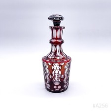 Antico Vetro Caraffa Con Tappo, Vetro Cammeo Terra Rosso Rubino 18,5cm