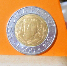 500 Lire BIMETALLICA  1994 Luca Pacioli  CON ERRORE DI CONIO (VEDI FOTO)