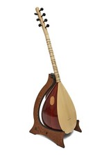 Saz Baglama turco collo lungo marrone scuro mogano fatto a mano - con custodia morbida omaggio