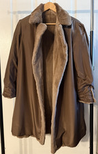 Cappotto visone tosato pastello vera pelliccia foderato doppiopetto donna L 14-16 marrone