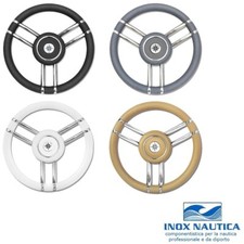 VOLANTE TIMONE Ø35 CM A 6 RAZZE INOX E POLIURETANO - BARCA GOMMONE