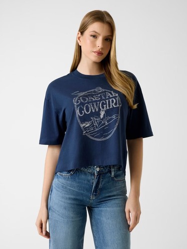 Shirt donna over con strass - t-shirt,