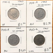 Italy Coin Lot: 1940-R - 20C