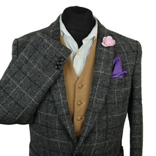 Giacca blazer Harris tweed sartoriale country grigio a quadri 36R #38 IMMACOLATA