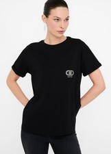 UF5257 T SHIRT LIU JO BETTER DONNA MAGLIETTA LOGO MANICHE CORTE WOMAN NERO