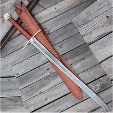 Fodero Viking Longsword 30" lama acciaio damascato manico pelle, regalo per lui
