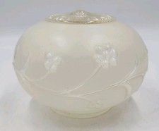 Vintage Art Deco MCM Globo Bianco Luce Paralume Vetro Retro Smerigliato Rigato Trasparente 3”Leggi