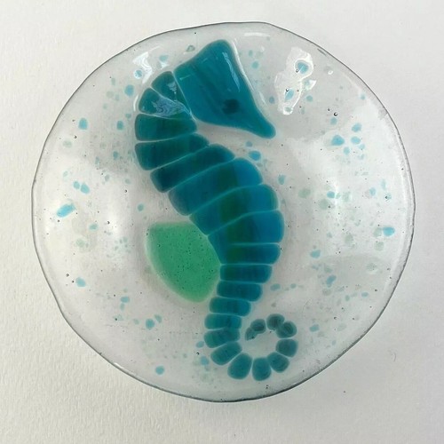 Seahorse bowl fused art glass - seahorse,