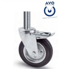 RUOTA GIREVOLE PER PONTEGGI IN GOMMA CON FRENO ART103B  MM.200 Ø - MM. 40x190