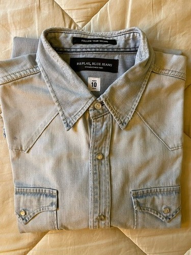 Camicia replay denim cotone - denim,