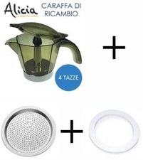 CARAFFA + GUARNIZIONE + DOCCETTA  ALICIA DE LONGHI 4 TAZZE  EMK4 EMK42 - ORIG.