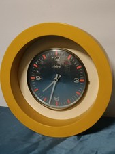 OROLOGIO VINTAGE GIALLO DA PARETE ANNI 70 RARO FUNZIONANTE 