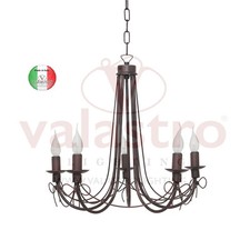 Lampadario liberty in ferro battuto 5 luci Fiocco made in italy