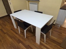 tavolo legno bianco 160x90cm allungabile a 260cm con 4 sedie