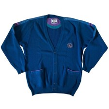 Navigare – L – Cardigan vintage in lana e acrilico turchese