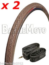 N°2 Copertone / Pneumatico 26 x 1.3/8 MARRONE + N°2 Camera d'aria Bici Epoca