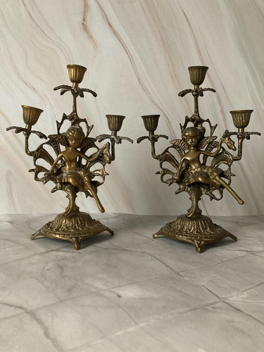 Antica coppia candelabri