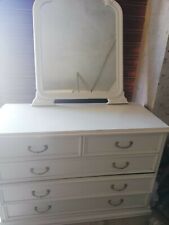 Set di comò + specchiera + 2 comodini, legno bianco, usato ma ben mantenuto. 