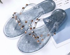 Sandali mare infradito Borchie glitter strass sandaletti ciabatte TG.37