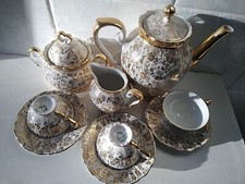 servizio da caffè in porcellana Bavaria decoro oro anni '50