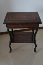 Tavolino da lavoro Napoleone III apribile con specchio interno, fine '800