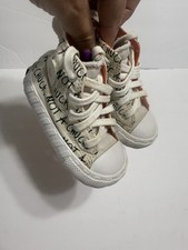 Sneakers Converse Hi Top Logo Scritta per Bambino Bambini Tg 5 Bianco Nero Arancione