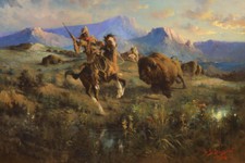 Buffalo Hunt 1905 di Edgar Samuel Paxson Western Giclée stampa spedizione gratuita