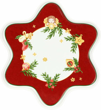 , Piatto a Forma Di Stella in Porcellana, Collezione Sorprese Di Natale, Piatto 