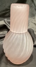 IRICE PINK FROSTED BEDSIDE TUMBLEUP CARAFE W TUMBLER 8 3/8”T