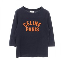 CELINE T-shirt top taglia S cotone arancione navy usata donna