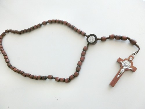Collana rosario legno marrone - rosario,