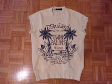 DSQUARED FELPA SMANICATO "Twin Palms" Tg M Giallo (Maglia, felpa, maglione,)