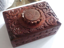 PORTA GIOIE tarocchi wicca cofanetto SCRIGNO LEGNO SOLE baule artigianale a mano