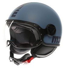 CASCO HELMET MOTO JET MOMO DESIGN FGTR CLASSIC DUSTY BLU NERO OPACO TG XL