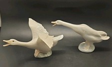 2 statuine in porcellana Llandro anatre bianche / oche