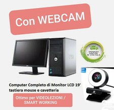 PC Computer Fisso usato completo di Monitor 19" Dual Core 4GB 250 GB con WEBCAM 