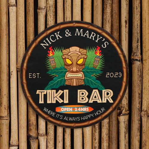 Insegna personalizzata tiki - personalizzata,