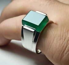 Anello da uomo in vero argento sterling 925 agata yemni verde raro anello aqeeq verde naturale