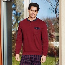 PIGIAMA UOMO NAVIGARE LUNGO CALDO COTONE INTERLOCK CON POLSINI PIGIAMA INVRNALE