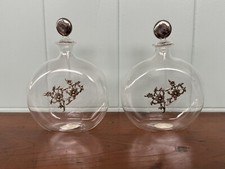 Coppia Bottiglie In Vetro Soffiato RAFFAELLI Decorazione Argento 925