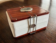 Porta carte da gioco ponte doppio mazzo argento 925 e legno vintage italiano anni 70