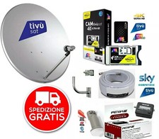 KIT SAT 4K COMPLETO:PARABOLA 60 CM+LNB 2 USCITE + ACCESSORI+CAM TIVU'SAT+CARD 4K