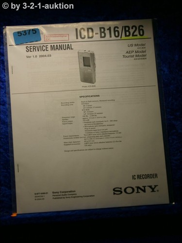 Manuale servizio sony icd - manuale, di