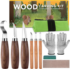 Strumenti per Intaglio Del Legno 10 in 1, Kit Intaglio Legno Include 6 Coltelli 
