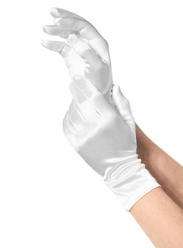 Guanti corti raso - bianco, leg