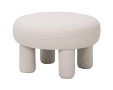 POUF/TAVOLINO DIAM. CM 60 H. 39 IN TESSUTO EFFETTO BOUCLE' BIANCO