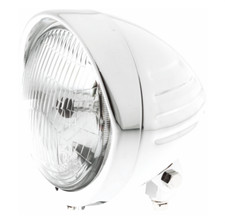 Faro universale moto custom cafè racer metallo cromato mm 135 omologato